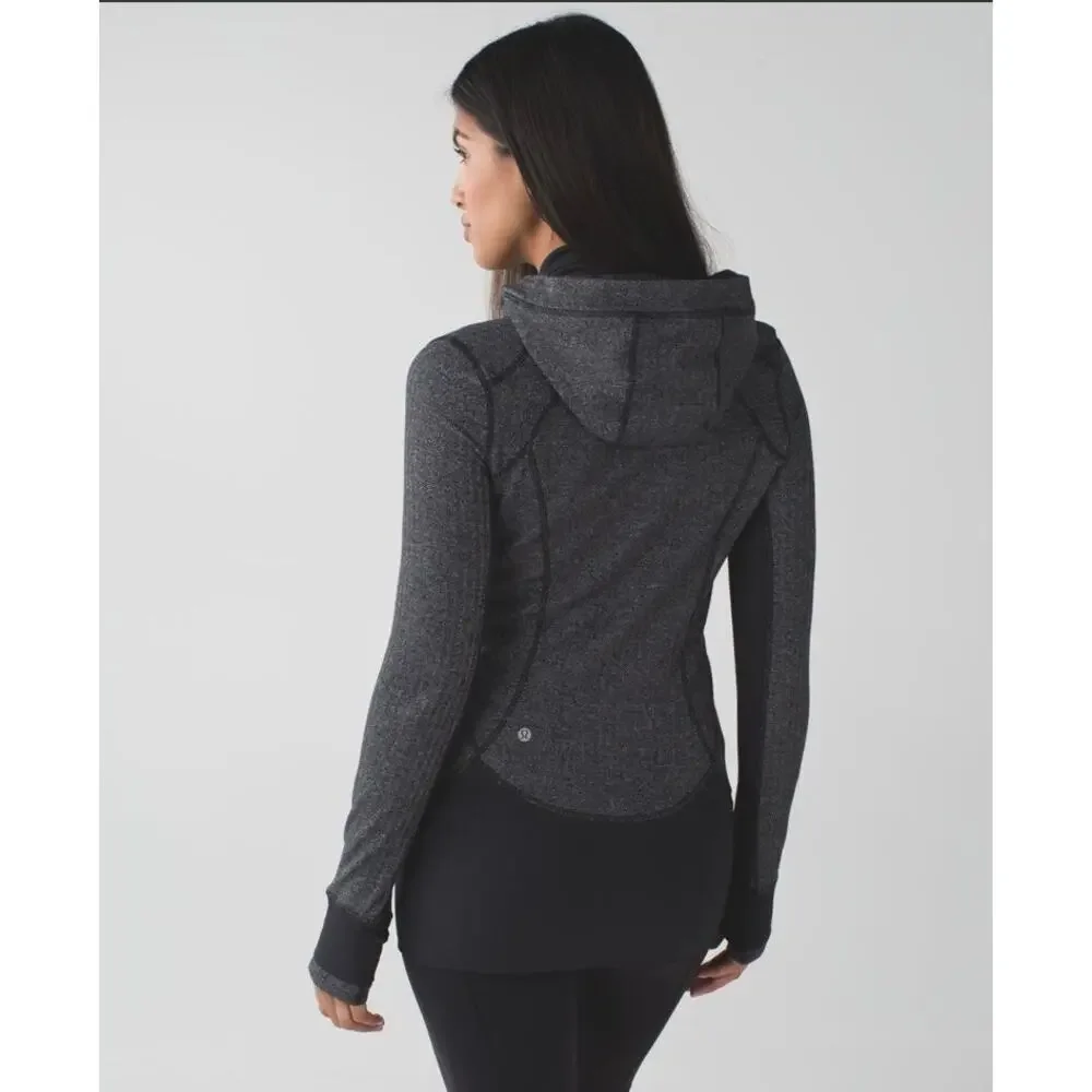 Lululemon Daily Practice Jacket Heathered Herringbone Gray and Black Size 8
